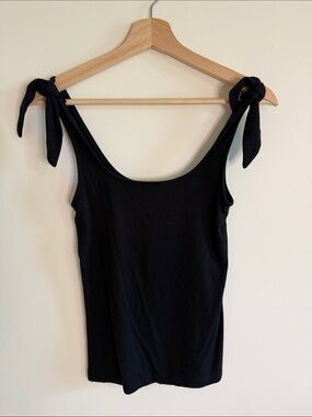 Banana Republic Black Tie-Shoulder Ribbed Tank
